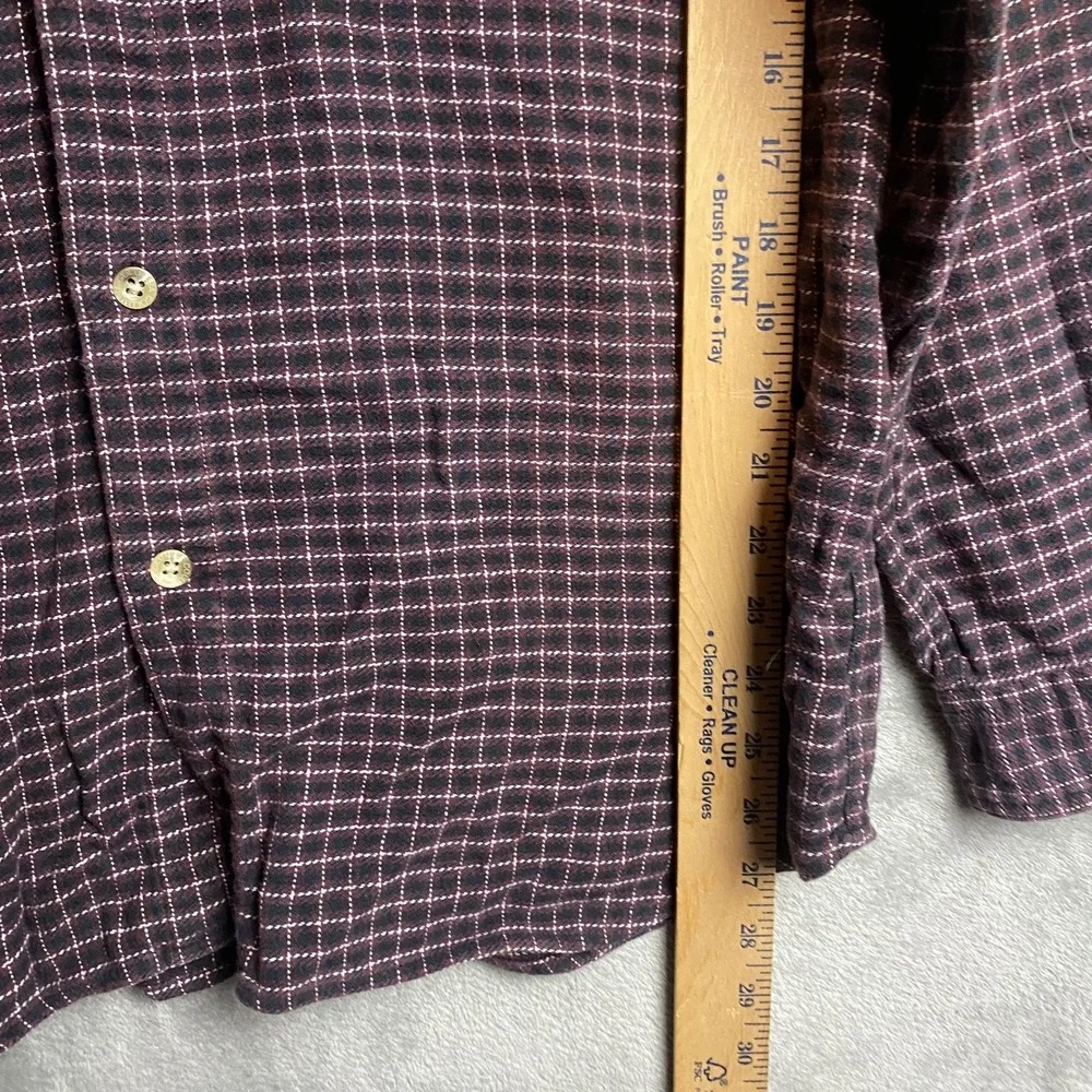 Columbia Mens Large Plaid Button-Down Shirt Purple 100% Cotton